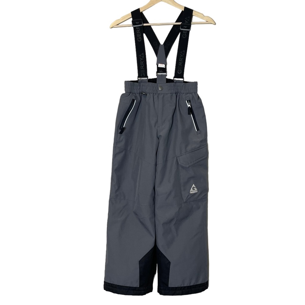 Gerry Kids Snow Ski Pant Suspenders Size M 10 / 12 Gray Waterproof Insulated